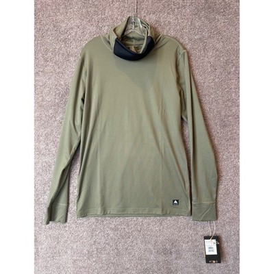 Burton Mens Midweight Long Neck Base Layer Forest Moss Green NWT