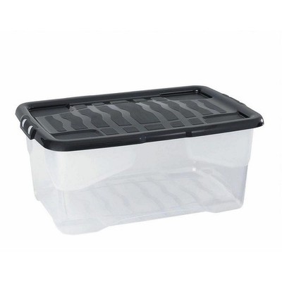 STRATA Curve Aufbewahrungsbox transparent 42 L - stapelbar + Deckel, Kunststoff