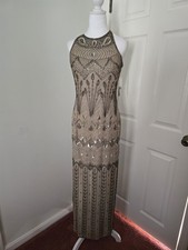 Adrianna Papell Lined Sequins Evening Dress Sz. (8) (Missing Sequence On Straps)