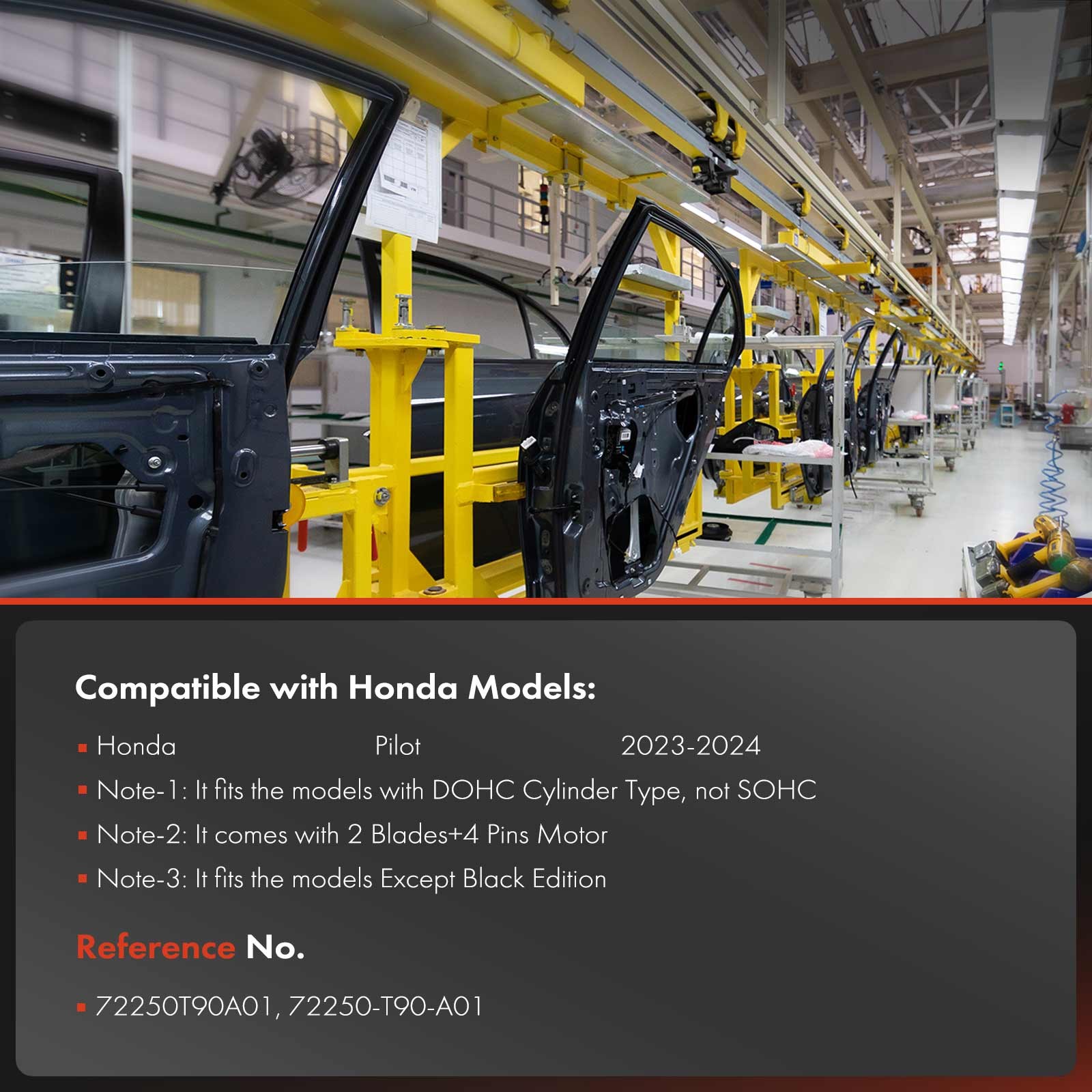 Front Driver Window Regulator & Motor Assembly for Honda Pilot 2023 2024 DOHC