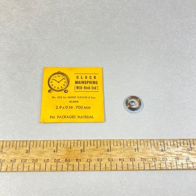 Vintage Clock Mainspring with Hook #422 for Imhof 2.9 x 0.14 x 700mm USA