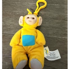 Vintage 1999 Teletubbies Laa-Laa Plush Clip On Burger King Kids Club Toy Yellow