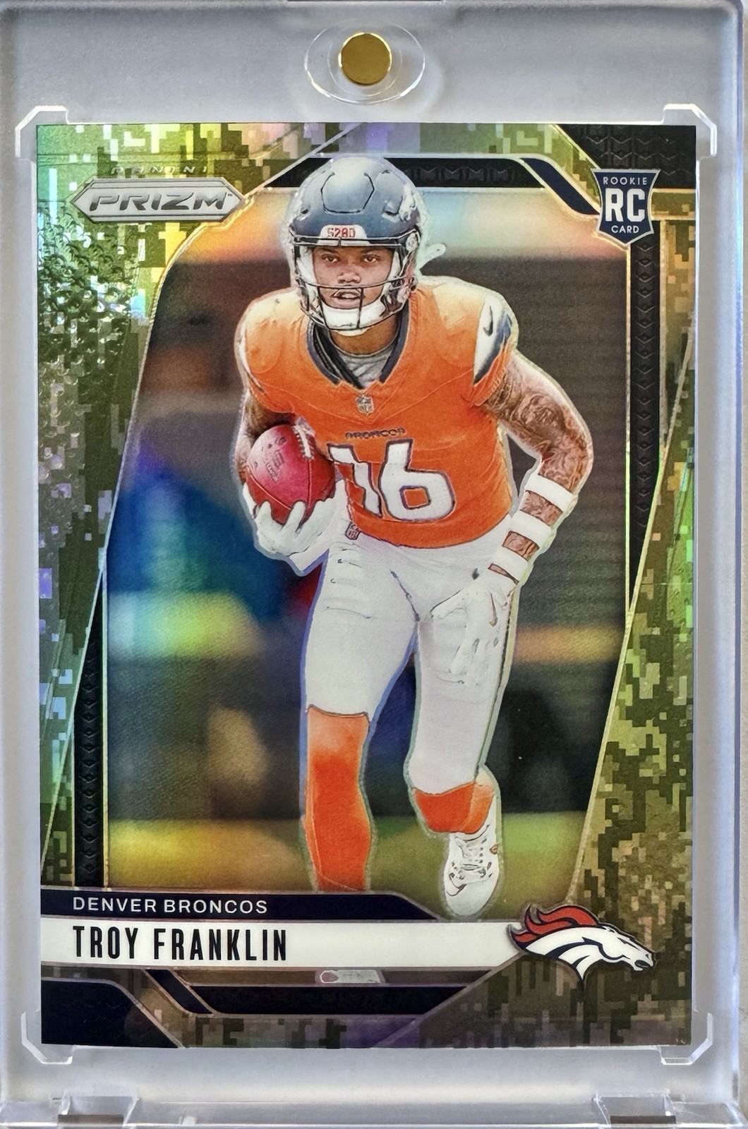2024 Panini Prizm # 393 Broncos Troy Franklin #393 RC Rookie Forest Camo / 15 🔥