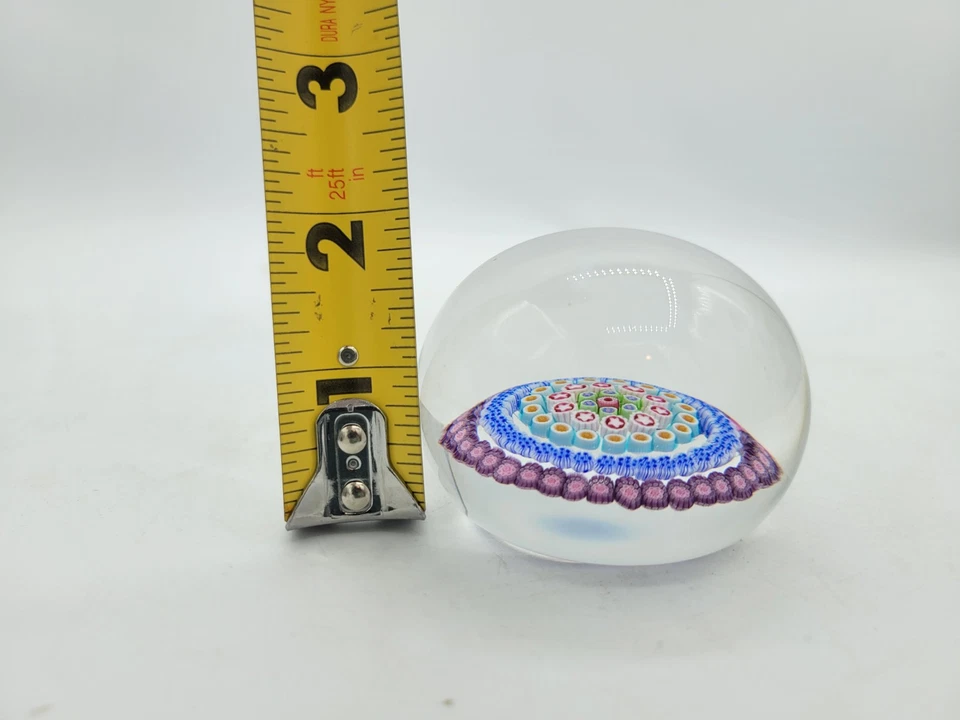 Precioso PISAPAPELES de vidrio bastón concéntrico MILLEFIORI vintage BACCARAT Foto 3 de 4