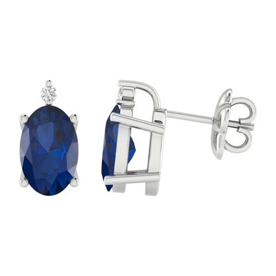 1,21 ctw Ovalschliff Lab Created Saphir & Diamant Ohrstecker 14k vergoldet
