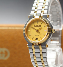 Near MINT Vintage Gucci 9000L 25mm Quartz Gold Dial Women's Watch From JAPAN