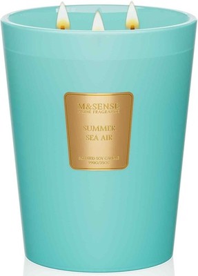 M&SENSE Summer Sea Air Duftkerze im Glas, 990g natürliches Sojawachs mit 3 