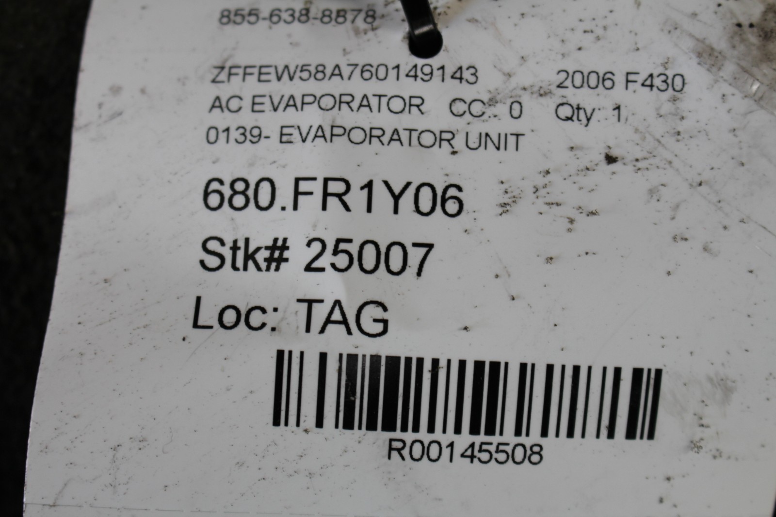 Ferrari 360, F430, Air Conditioning Evaporator Unit Used, P/N 68070600