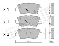 Metelli Bremsbelagsatz, Scheibenbremse 22-0886-1 FüR Hyundai Kia Ssangyong