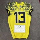 Game Worn Oregon Ducks Football Jersey #13 2012-16 Seasons COA Fanatics RARE
