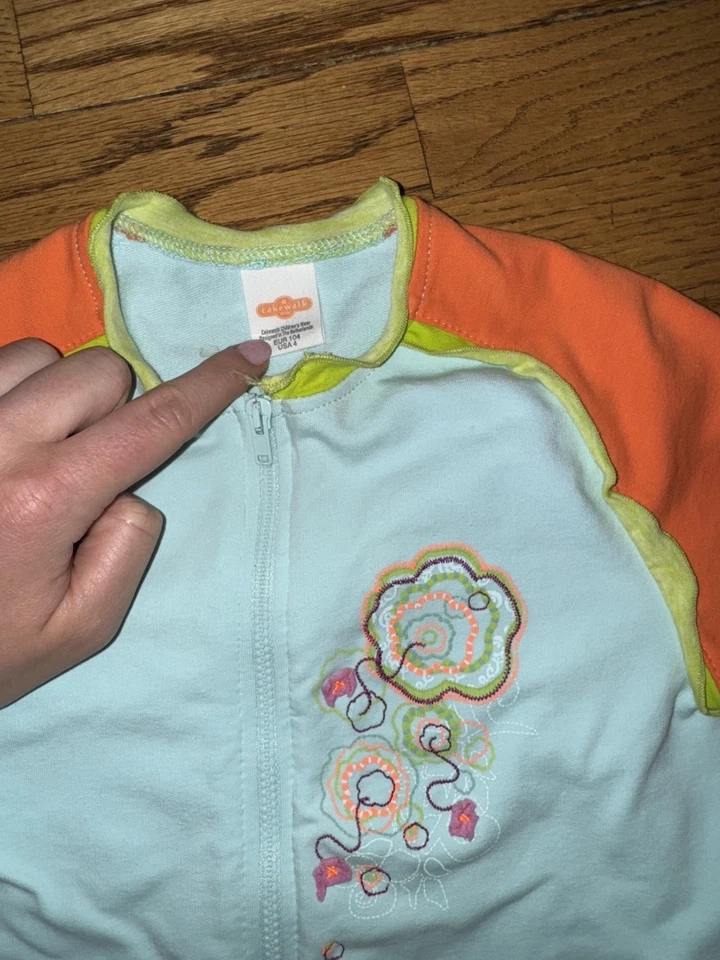 Sudadera Cakewalk Cremallera Azul Y Naranja Con Flor (boutique) Talla 4 Niñas Foto 3 de 4