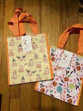   TWO 2 PACK Halloween reusable shopping bag PUMPKINS   TEDDY   BEARS fun