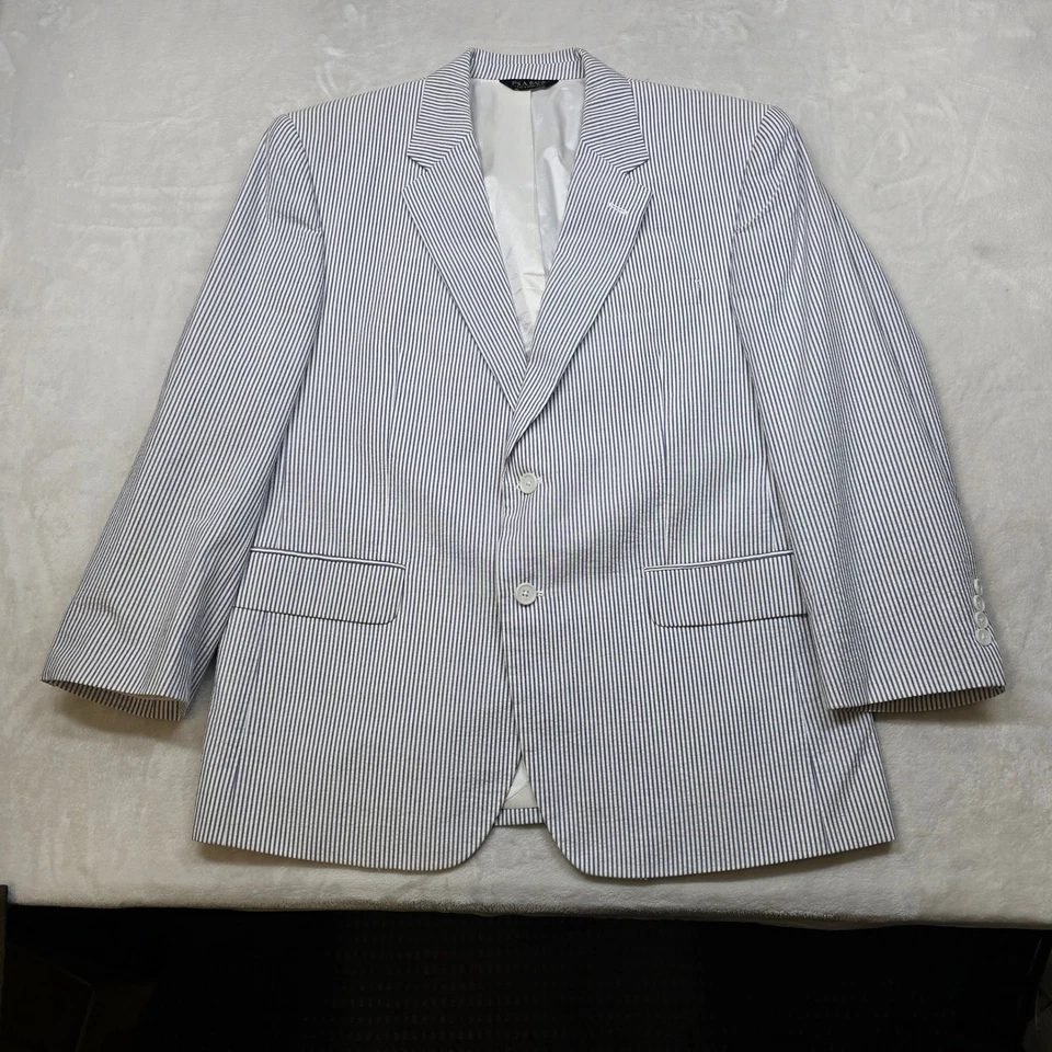 Abrigo Deportivo JoS A Bank Seersucker Para Hombres 44S 44 Azul Blanco Rayas Blazer Chaqueta Foto 2 de 4