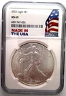 2023 AMERICAN SILVER EAGLE DOLLAR 1 OZ NGC MS69 AMERICAN FLAG LABEL X1
