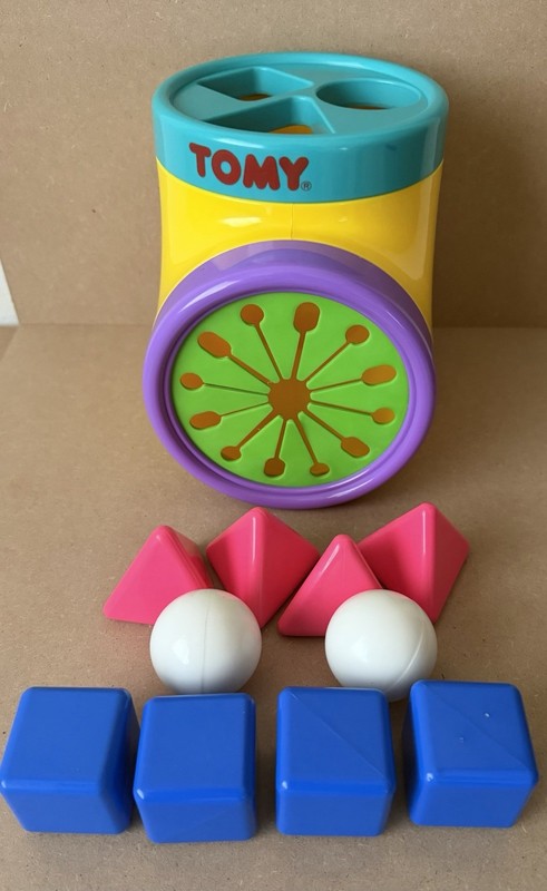 TOMY Shape Sorter Toy w/ 10 Shape Blocks, Shapes Theme, Multicolor