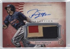 2015 Bowman Inception Red 5/5 Jose Peraza #IAP-JP Jumbo Patch Auto 0o5y