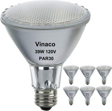PAR30 Flood Light 39W, 6 Pack High Brightness 650LM PAR30 Halogen Long Neck Dimm