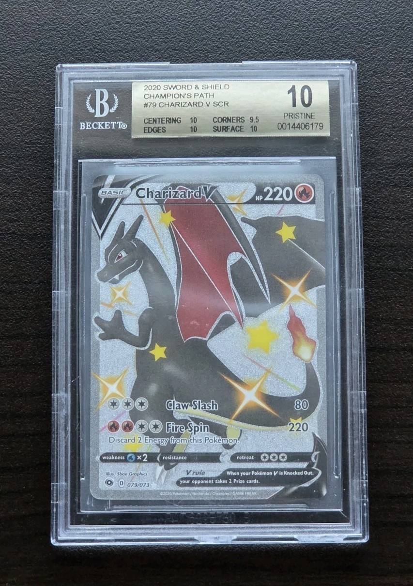 2020 Pokemon Sword & Shield Champion's Path Charizard V SCR #79 BGS 10 Pristine view 1