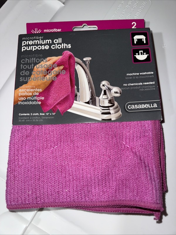 Casabella Microfiber Premium All Purpose Cloths Machine Wash No Chemicals Needed
