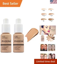 2 Pack PHOERA Full Coverage Foundation 104 Buff Beige - Matte Finish Perfection