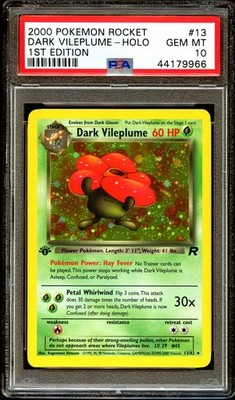 PSA 10 GEM MINT Dark Vileplume 13/82 HOLO Team Rocket 1ST EDITION