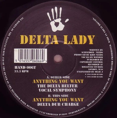 Delta Lady Anything You Want Vinyl Single 12inch NEAR MINT Hard Hands