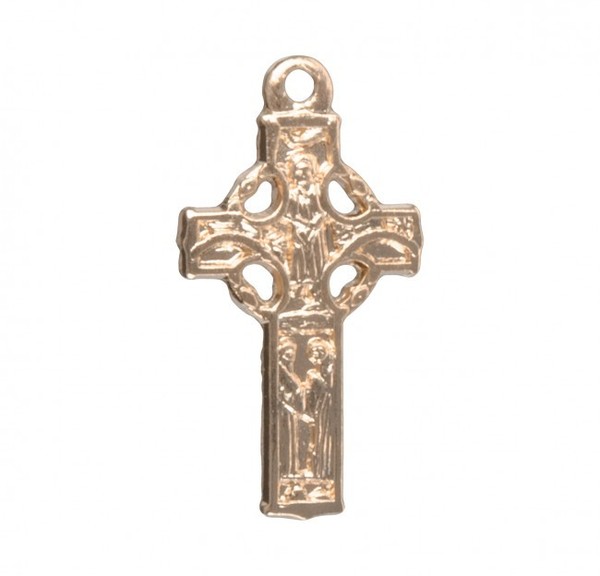 Alternate view of Gold Plated Sterling Silver Irish Celtic Cross Medal Pendant Necklace, 18" Chain