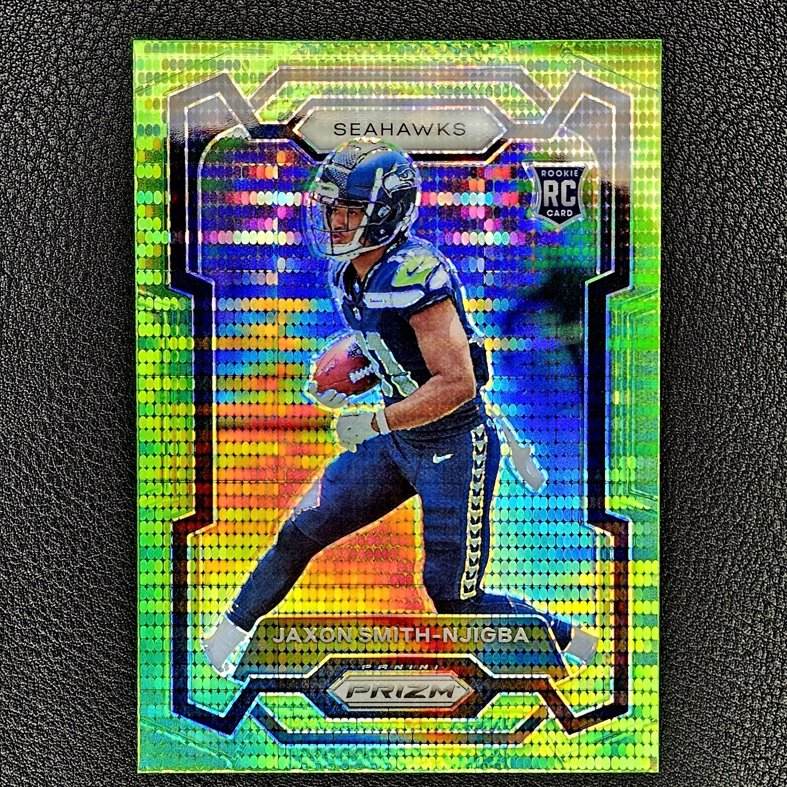 2023 Panini Prizm - Rookies Jaxon Smith-Njigba #390 Neon Green Pulsar Prizm (RC)