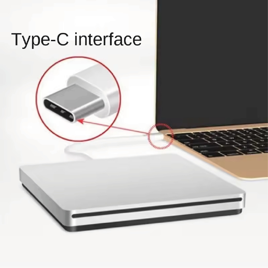 Lecteur CD DVD externe portable Type-C pour sauvegarde de données sur PC et Mac
