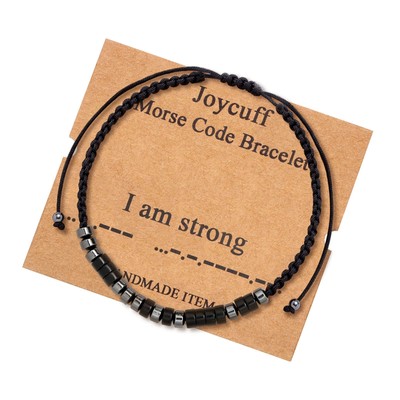 Inspirierende Morsecode Armbänder für Frauen Männer Ich bin stark Geschenke Ermutigung