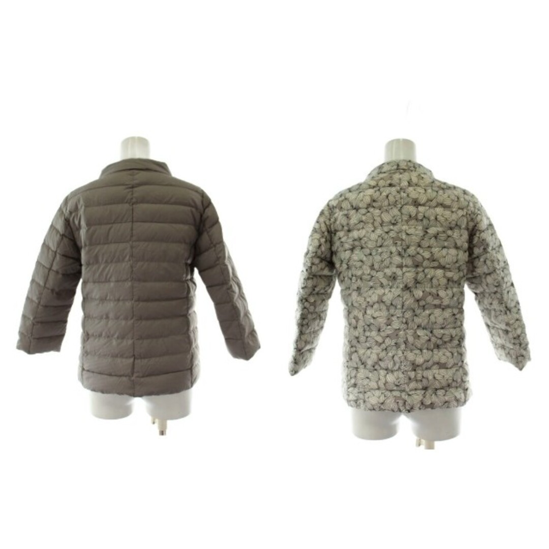 Herno Down Jacket 40 Greige Reversible Floral Lon… - image 2