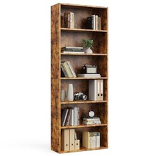 6 Open Shelf Bookcase, Large 63 Inch Tall Display Storage Shelves, 6 tier Rust