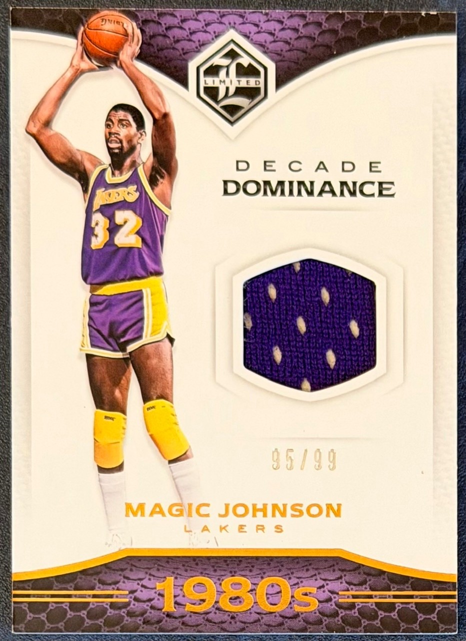 2016-17 Panini Limited MAGIC JOHNSON Decade Dominance 1980s Jersey Relic #95/99