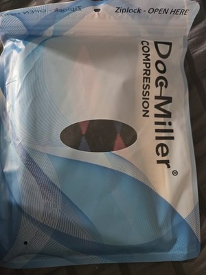 Doc Miller Open Toe Compression Socks 30-40mm, 1pr Black W/Blue And Pink Large
