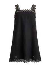J.Crew Tall lace-trim shift dress in linen embroidered preppy black money sz 2