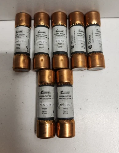 LOT OF 7 NEW OLD STOCK! BUSSMANN 1/2A 250V K5 FUSES NON-1/2