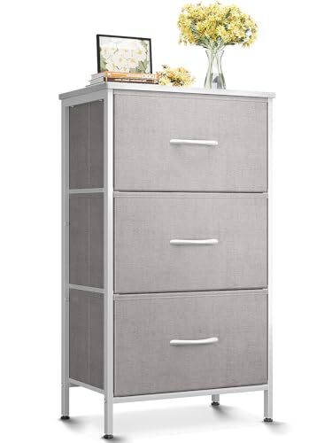 Dresser for Bedroom Nightstand Small Dresser Chest of Drawers End Light Grey  | eBay