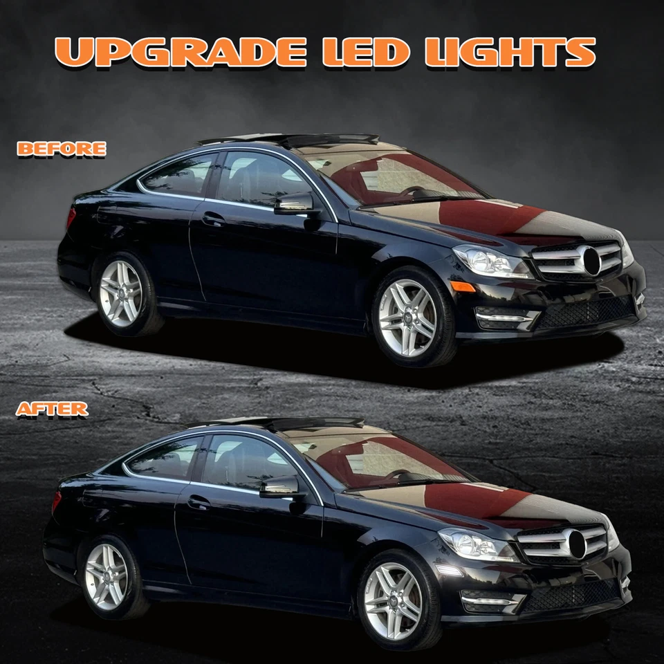 For 2012-2014 Mercedes Benz W204 C250 C300 C350 Clear 2PCS LED Side Marker Light - Изображение 3 из 4