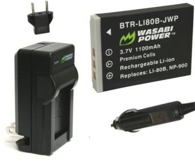 Wasabi Charger LCH-NP900 & Battery BTR-LI80B-JWP for Camera PLUS Adapters
