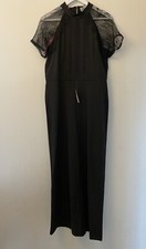 Liquorish Jumpsuit Size 14 12/14 Black Wide Leg and Lace Sleeves BNWT