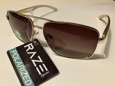 RAZE Sunglasses Gold Metal Frame Brown Lens Polarized Kona 56002