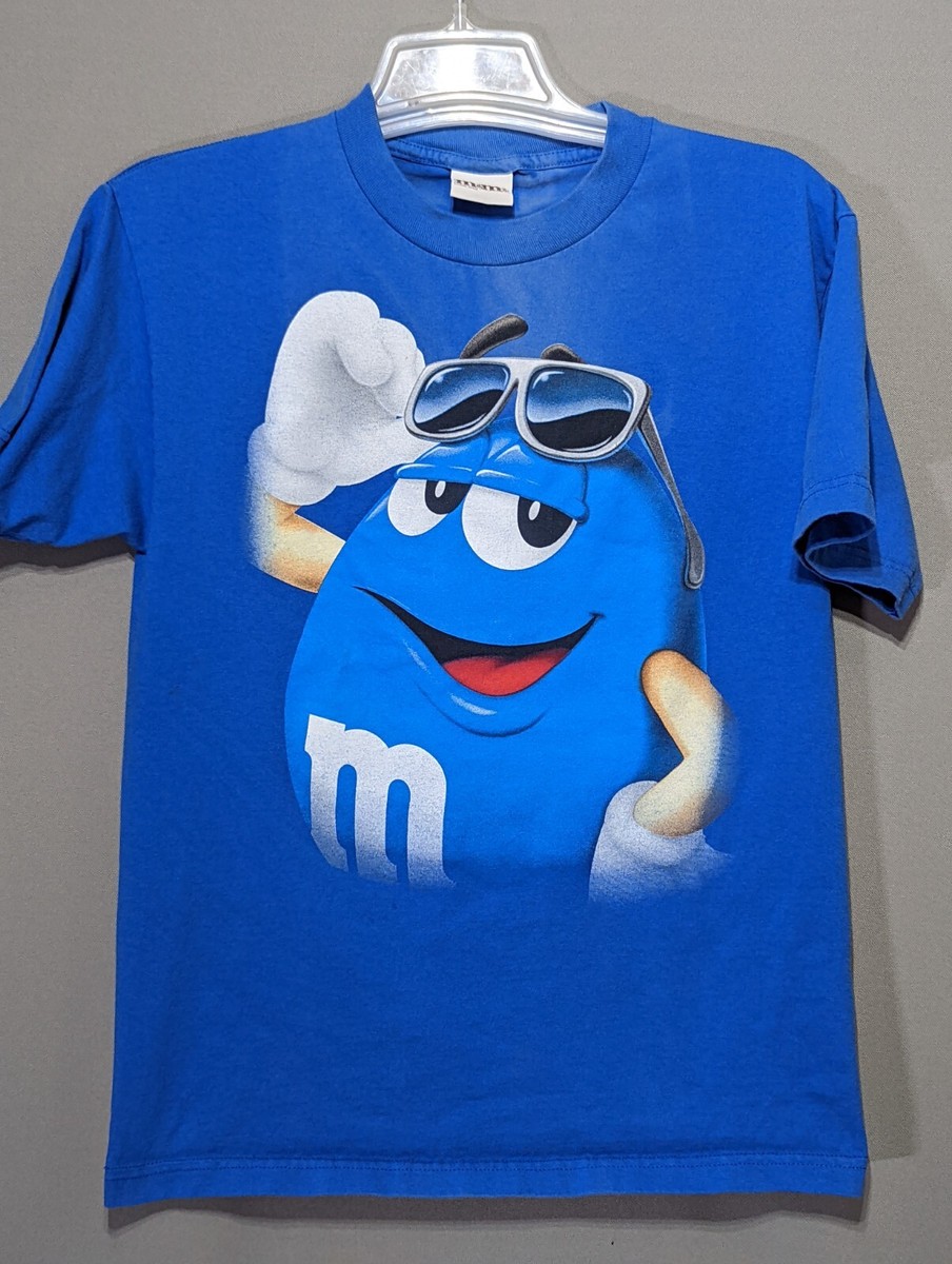 Vintage M&M Branded Blue Big Logo Graphic T-shirt Hershey Blue 