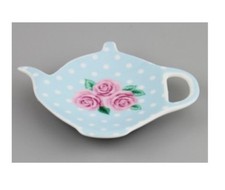 Vintage Rose Afternoon Tea Retro Porcelain Tea Bag Holder Tray Tea Pot Shape