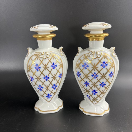 Two Limoges France Porcelain Vanity Dresser Bottles Jars Hand Painted Signed