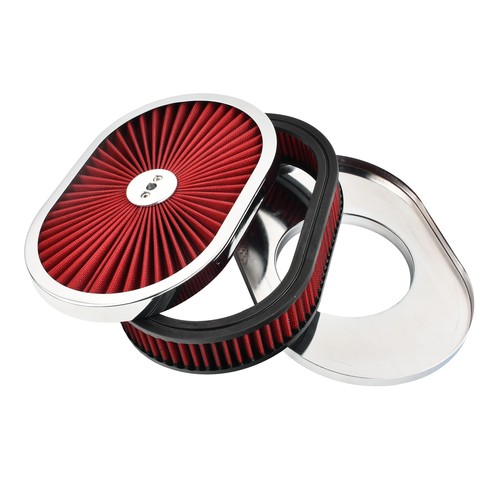 12" X 2" Super Flow Oval Air Cleaner Kit w/ Washable Element 5-1/8" Inlet Red - Bild 7 von 8