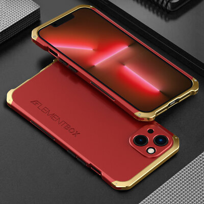 For iPhone 15 14 13 12 16 Pro Max Metal Frame Shockproof Hard PC Back Case Cover