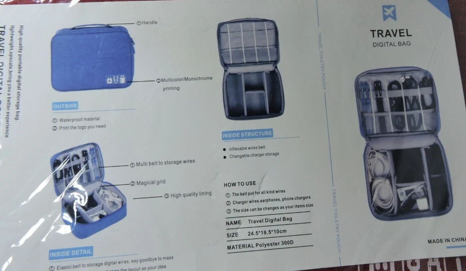 Travel Digital bag for all your cords/earbuds/mouse while traveling maroon - Image 2 of 4