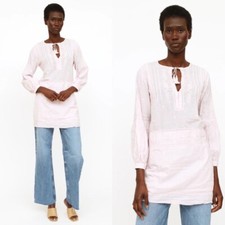 Ulla Johnson Embroidered Boho Pink Cotton Tunic Sz 4 Oversized Timeless
