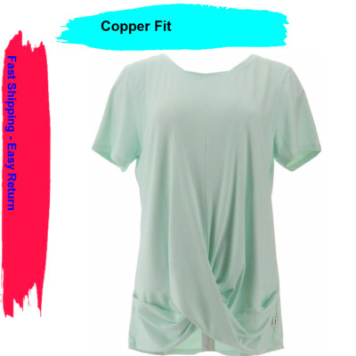 Copper Fit Women's Twist Tee Blouse , CLEAR BLUE , 2X