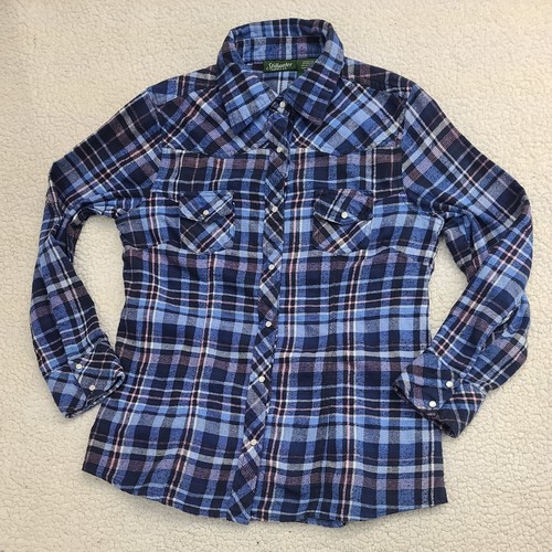Stillwater Supply Co Flannel Shirt Pearl Snap Up Shirt Womens Size M Roll  Up L/S | eBay